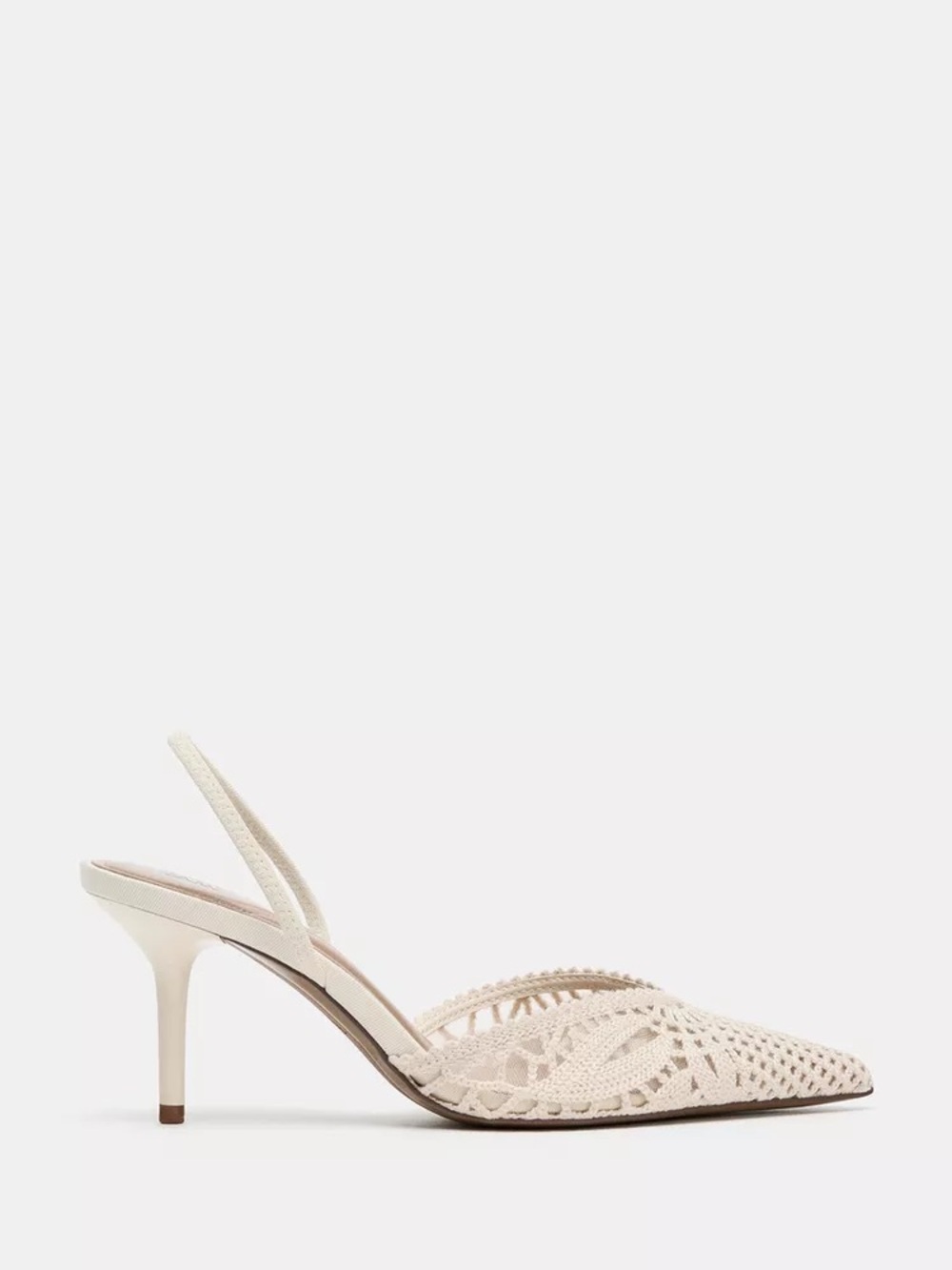 Zara Cream Crochet Slingback Pointed Heels